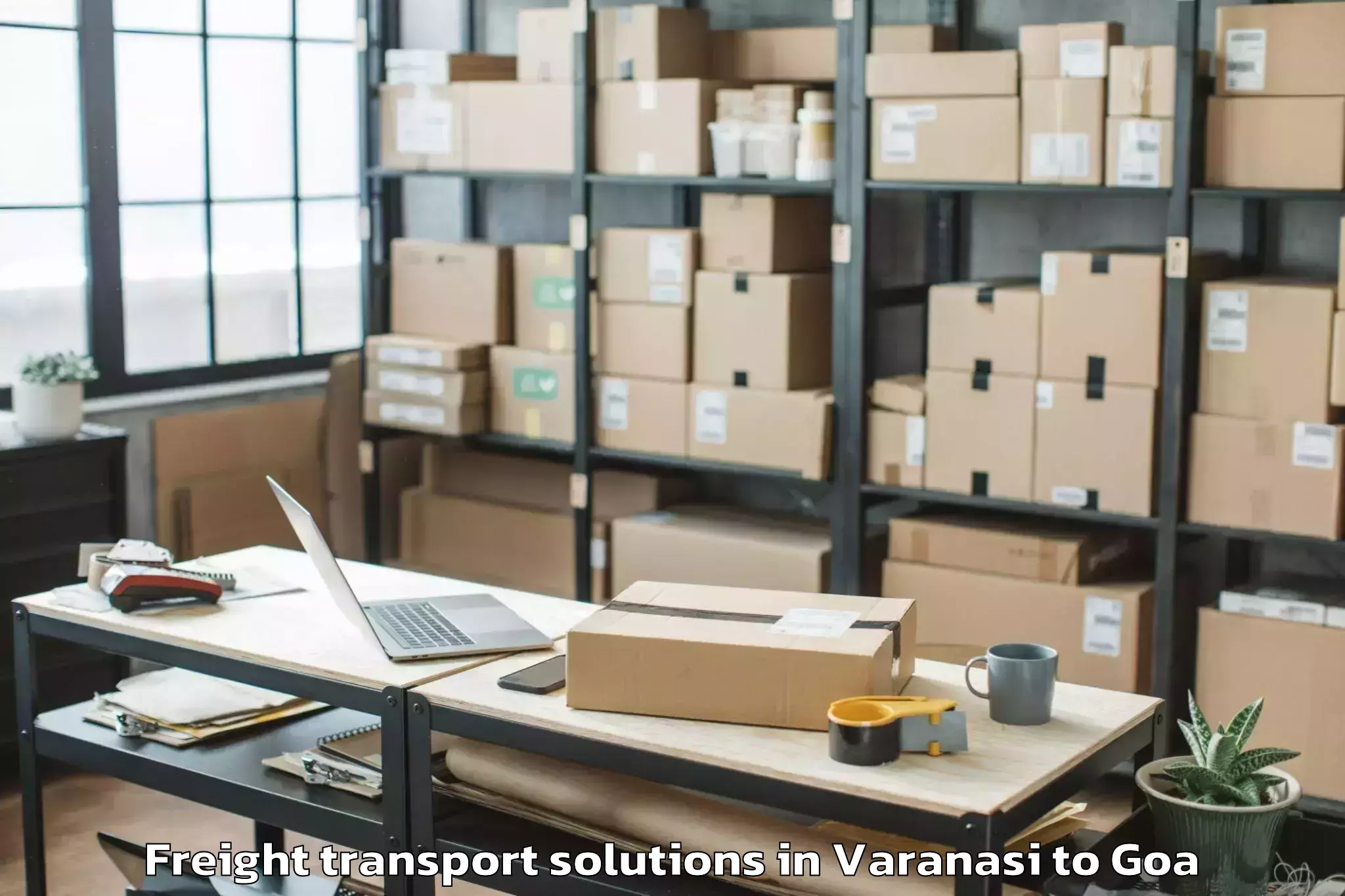 Book Varanasi to Aldona Freight Transport Solutions Online